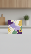 Custom photo magnet with purple accent