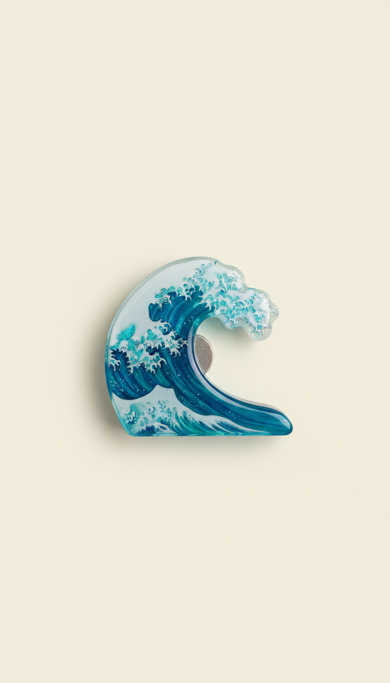 Elegant Ocean Wave Acrylic Keepsake Magnet