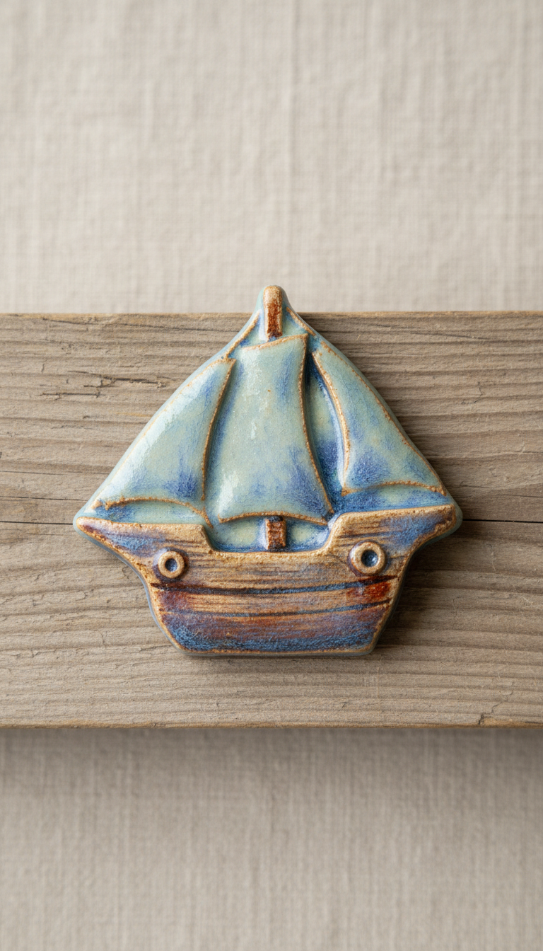 Hazy Blue Ship Magnet